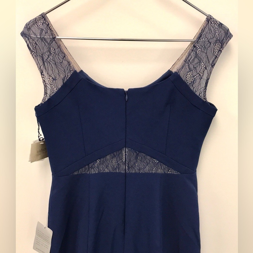 AIDAN MATTOX Lace inset cutout Navy Blue Prom Formal Dress Size 4 NEW WITH TAGS - Picture 12 of 15